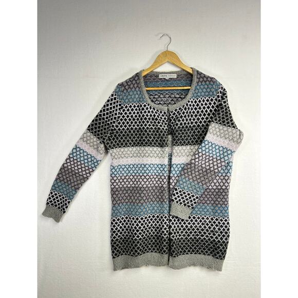 Absolutely Famous Long Sleeve Cardigan - Casual Chic Geometric Pattern, Size L - Picture 2 of 10